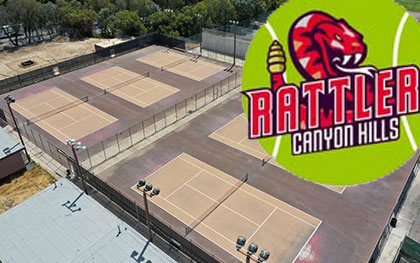 tennis courts and logo canyon hills high school